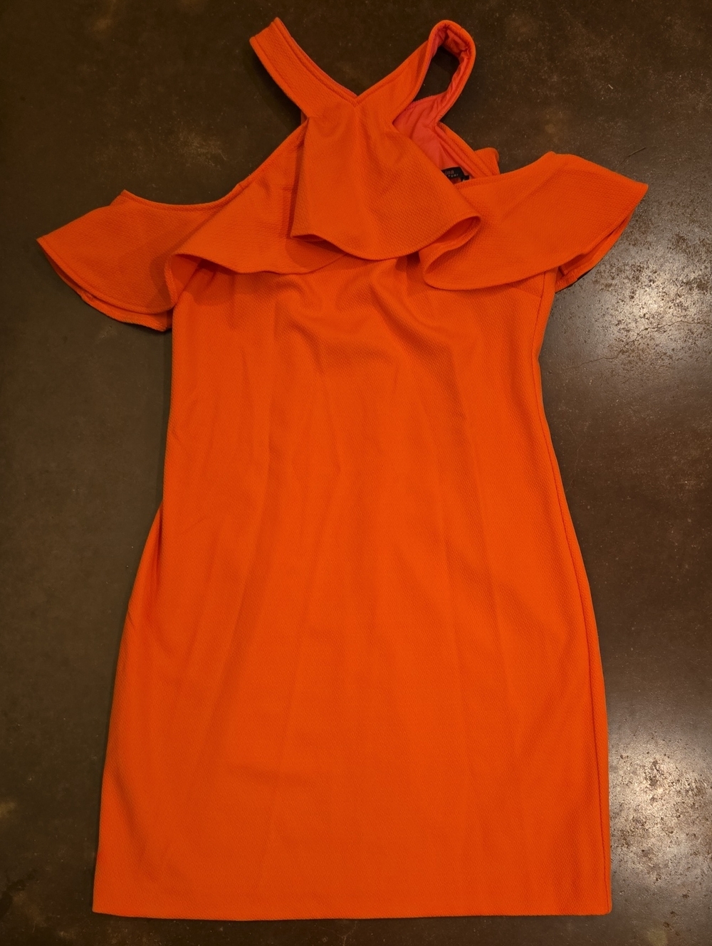 Trina Turk Coral Shoulder Ruffle Dress